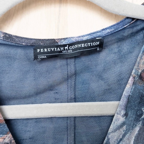 Peruvian Connection Womens Shadow Vine Dress Size S Long Sleeve Ruched Midi - Picture 6 of 10